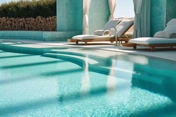 luxury pool in the resort hotel vaporwave