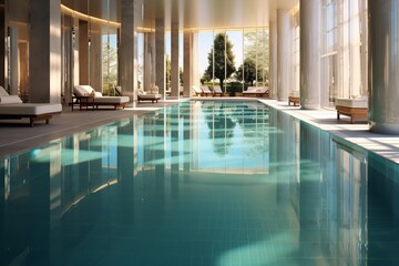 Obraz na płótnie Canvas luxury pool in the resort hotel vaporwave