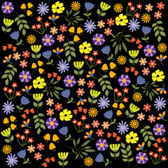 Fondo floral con tonos alegres sobre negro 8.