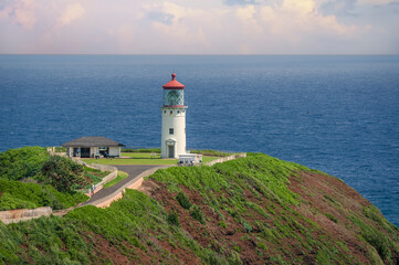 Fototapeta na wymiar Kilauea Point Lighthouse and National Wildlife Refuge, Kauai, Hawaii. Kilauea Lighthouse is the northernmost point of the main Hawaiian Islands. The lighthouse was built in 1913.