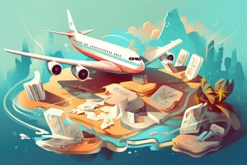 Boarding pass. Tickets and airplane.