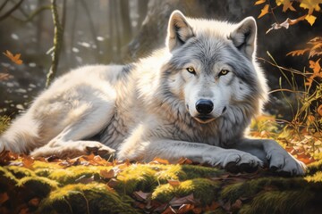 Wolf in the forest Generative AI