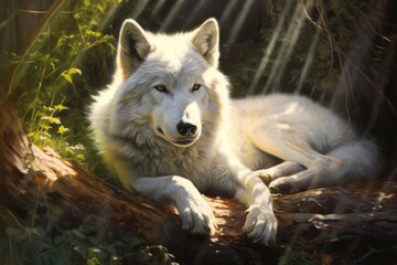 Obraz premium Wolf in the forest Generative AI