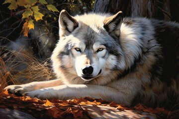 Wolf in the forest Generative AI