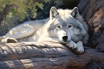 Naklejka premium Wolf in the forest Generative AI