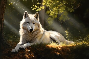 Wolf in the forest Generative AI