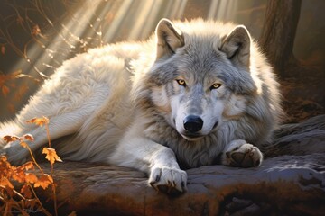 Wolf in the forest Generative AI