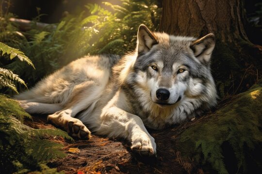 Wolf in the forest Generative AI