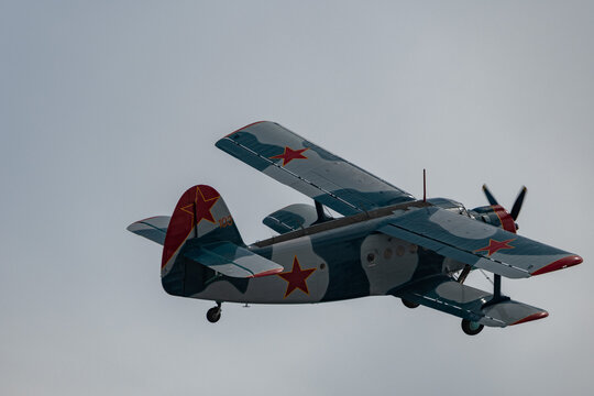 LY-MHC Antonov AN-2 airplane over the rhine valley in Switzerland 20.5.2023