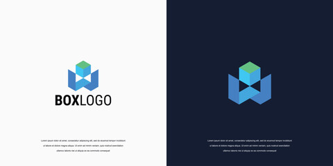business company logo letter W, cube tech logo