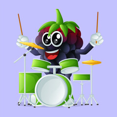 Cute blackberry character playing musical instrument