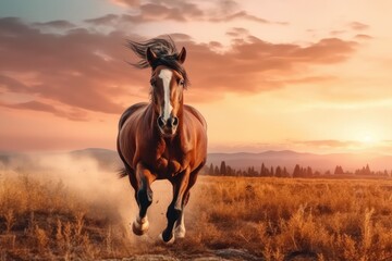 Fototapeta na wymiar A beautiful horse in a meadow Generative AI 