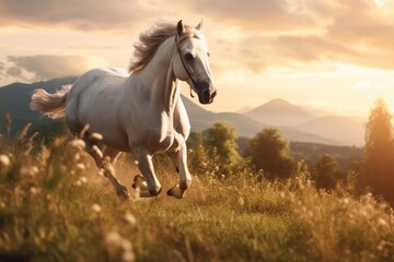 Fototapeta na wymiar A beautiful horse in a meadow Generative AI 