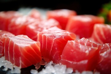 Tuna sashimi macro detail. Ai generated.