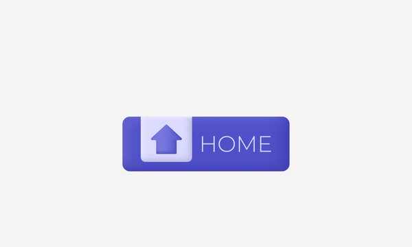 illustration creative modern purple click home buttons icon 3d vector isolated on background.3d design cartoon style. 