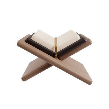 Quran Shaped 3D Icon. Revered Symbol of Divine Guidance for Web and App Design