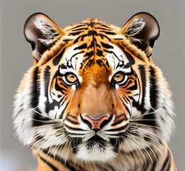 Close-up of tiger white background. Generative AI