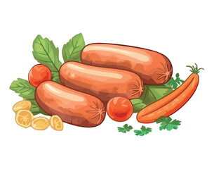 Grilled sausage and vegetables