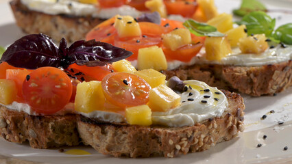 Italian bruschetta with roasted tomatoes