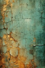 Timeless Beauty - Abstract Patina Texture in Beige and Cyan with Leaf Motif: Generative AI