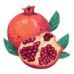 Juicy pomegranate slice, symbol of healthy eating