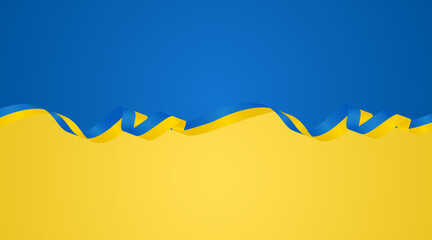 Ukraine flag background with blue and yellow ribbons.