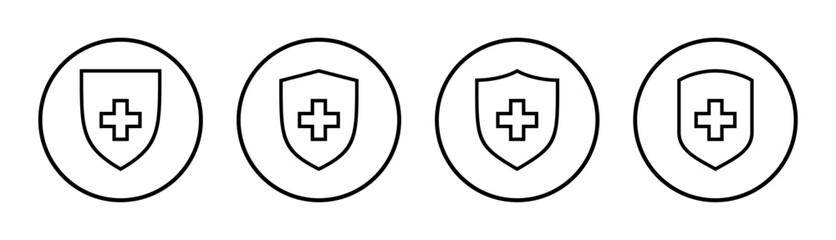 Obraz premium Health insurance icon set illustration. Insurance document sign and symbol