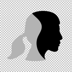 Beautiful profile of young woman on transparent background. black woman silhouette
