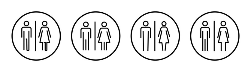 Toilet icon set illustration. Girls and boys restrooms sign and symbol. bathroom sign. wc, lavatory