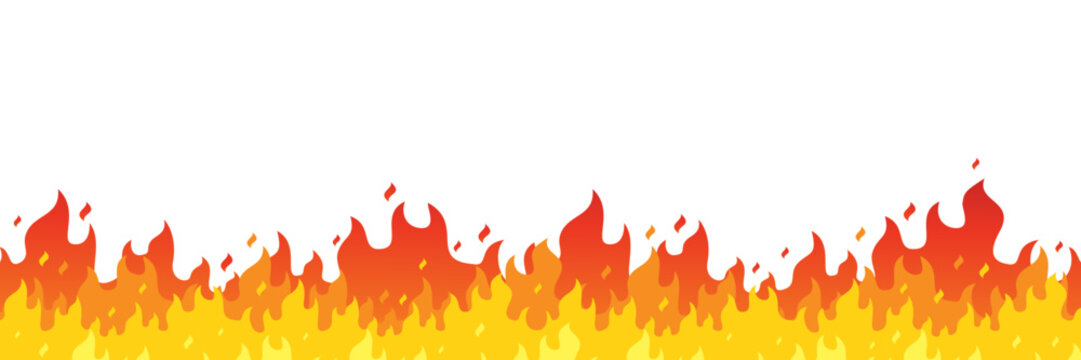 Vector fire flame seamless cartoon style banner