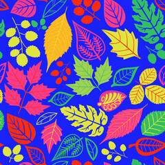 Autumn Leaves on Background Seamless Repeat Pattern