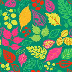 Autumn Leaves on Background Seamless Repeat Pattern