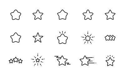 星のアイコンセット/輝き/キラキラ/星評価/イラスト/ベクター/要素