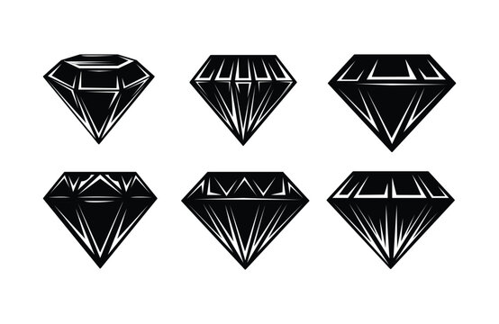 Diamond Silhouette Set of 12 PNG Jpeg SVG. Diamond Cut File. Instant  Download. Flat Style. Abstract Icons. Linear Outline. Logo Design. - Etsy