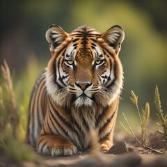 Fototapeta na wymiar Portrait of Amur Tiger, Panthera tigris altaica. generative ai