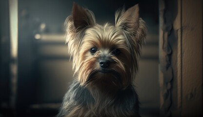 yorkshire terrier on a black background