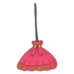 halloween cartoon witch hat, broom, bone, skull cute hand drawing. 
