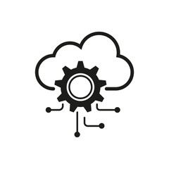api software icon, cloud integration with gear, hosting server, framework concept. Vector illustration. stock image.