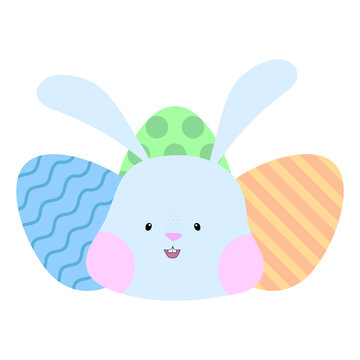 Happy Easter Day Watercolor Bunny Egg. Vector illustration. stock image.