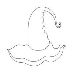 halloween cartoon witch hat, broom, bone, skull cute hand drawing. 