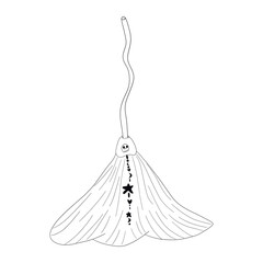 halloween cartoon witch hat, broom, bone, skull cute hand drawing. 