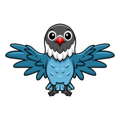 Cute slaty blue love bird cartoon