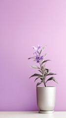 1300. minimalist Lobelia plant in front of soft color wall. Generative Ai