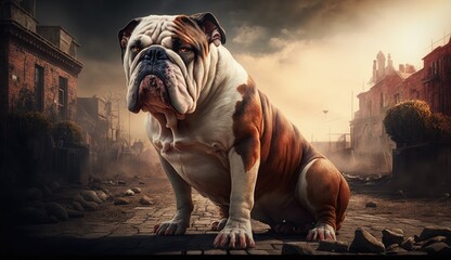 english bulldog puppy - obrazy, fototapety, plakaty
