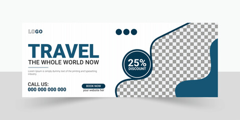 Travel Agency Facebook Cover Photo Design, Tourism Banner Template.