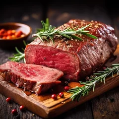 Rolgordijnen raw beef steak with vegetables © Stream Skins