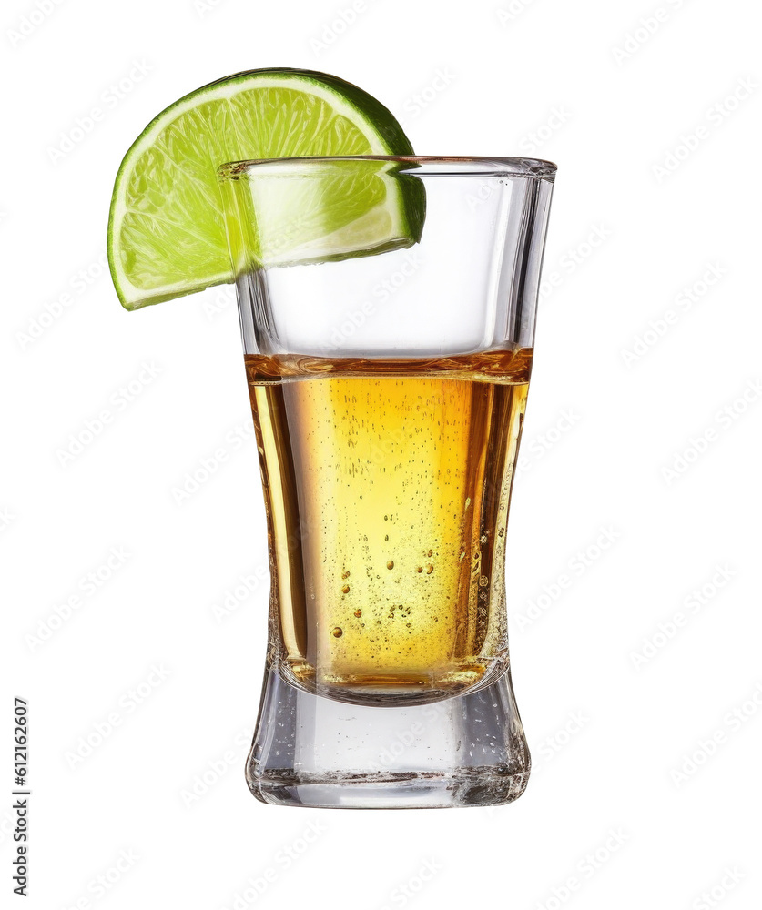 Wall mural tequila shot isolated on transparent background - generative ai