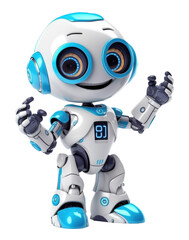 Cute AI Robot Chatbot Isolated on Transparent Background - Generative AI 
