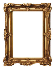 Vintage Picture Frame Isolated on Transparent Background - Generative AI 
