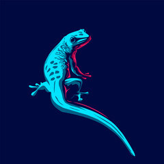 Lizard reptile line pop art potrait logo colorful design with dark background. Abstract vector illustration. Isolated black background for t-shirt, poster, clothing.